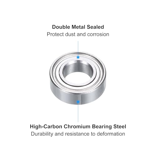uxcell MR126ZZ Deep-Groove Ball Bearings for Rollers, 6mm x 12mm x 4mm Seal Bearings with Fiber Gloves, Double Metal Sealed Bearing Steel Skateboard Bearings 10Pcs - size: MR126ZZ