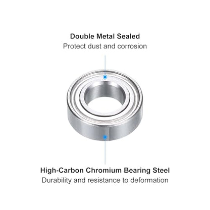 uxcell MR126ZZ Deep-Groove Ball Bearings for Rollers, 6mm x 12mm x 4mm Seal Bearings with Fiber Gloves, Double Metal Sealed Bearing Steel Skateboard Bearings 10Pcs - size: MR126ZZ