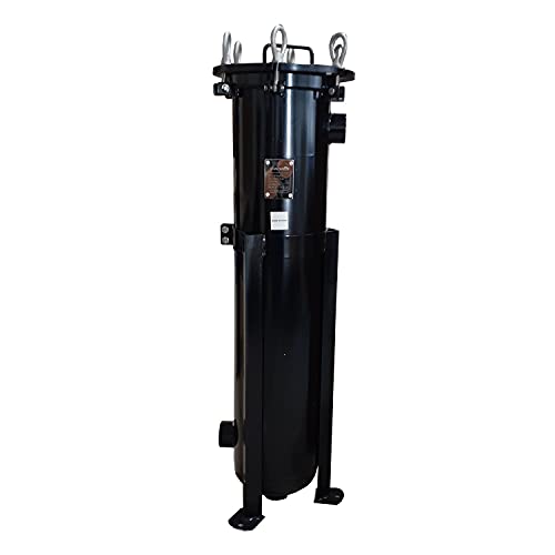 PRM #2 Carbon Steel Bag Filter Housing - 8"x30" - 2" NPT Inlet/Outlet - Dual Side & Bottom Outlets - 150 PSI Max - FKM O-Ring, 100 GPM Flow, Epoxy Coated, Stainless Steel Basket, Safety Vent