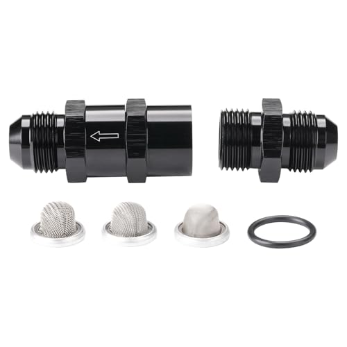 8AN Inline Fuel & Oil Feed Filter Set with 30 80 150 Micron Elements Aluminum Black - size: 8AN