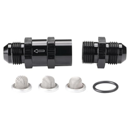 8AN Inline Fuel & Oil Feed Filter Set with 30 80 150 Micron Elements Aluminum Black - size: 8AN