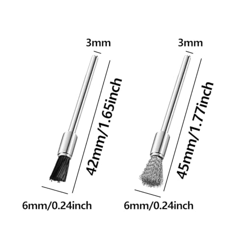 20 Pcs 3mm Nylon Bristle Brushes and Steel Cleaning End Brushes Pen