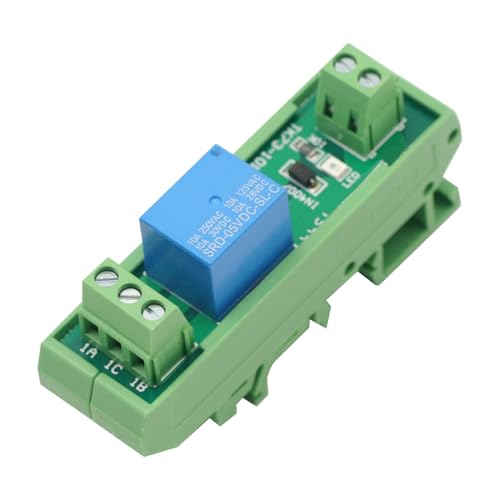 1 Channels Relay Module DIN Rail Mount SRD-05VDC-SL-C SRD-12VDC-SL-C 10A 5V 12V DC for PNP NPN 1NO 1NC (5, Volts (DC))