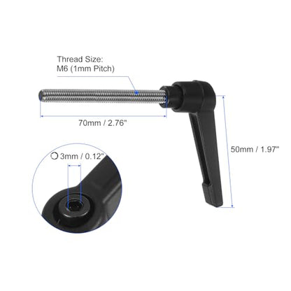 uxcell 4pcs Clamping Lever Handles, M6 x 70mm 304 Stainless Steel Threaded Male Stud, Adjustable Handles Locking Quick Release Ratchet Push Button Bolt Knobs, Black - size: M6 x 70mm
