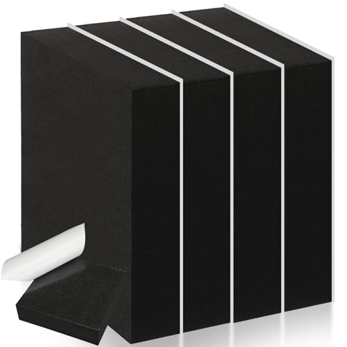 4 Pcs 1-1/2" Thick Foam Padding Sheet with Adhesive Backing Block - color: Black, size: 1.5 Inch Thick, 6 x 6 Inches