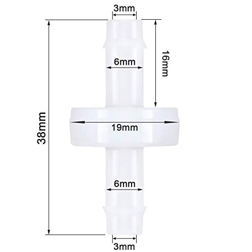 Mudder 4 Packs 1/4 Inch Check Valve, 6mm Pvdf Plastic One Way Check Valve