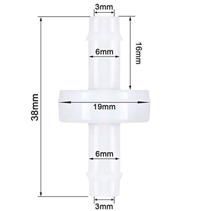 Mudder 4 Packs 1/4 Inch Check Valve, 6mm Pvdf Plastic One Way Check Valve