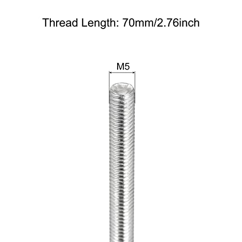 MECCANIXITY Fully Threaded Rod M5 x 70mm 0.8mm Thread Pitch 304 Stainless Steel Right Hand Threaded Rods Bar Studs 5 Pack - size: M5 x 70mm
