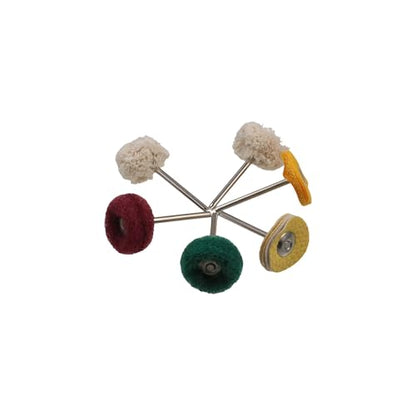 6 Pcs/Set Polishing Wheel Buffing Pad Brush Set Mini Brush Polishing Kit with Stainless Steel Handle Polishers Tool for Rotary Drill Bit