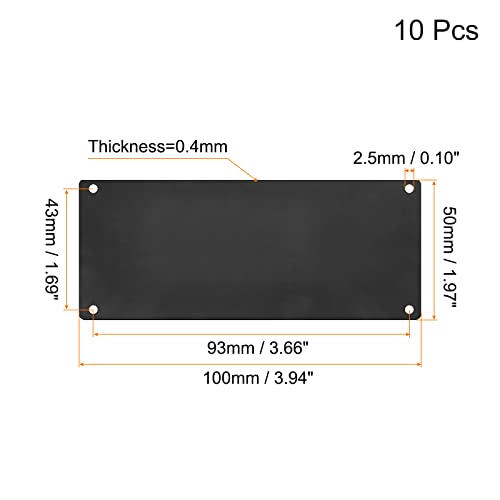 uxcell Stainless Steel Blank Tags, 100 x 50mm Rectangle Engraving Blanks Card with 4 Hole for Machine Nameplate DIY Label Tag, 10Pcs (Black) - size: 100mm x 50mm