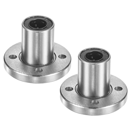PATIKIL LMK10UU Linear Ball Bearings 10mm Bore Dia 19mm OD 29mm Long 4.5mm Hole, 2Pcs Round Flange Linear Motion Bushing Double Side Rubber Sealed Rod Liner Shaft for Machine 3D Printer - size: 10mm