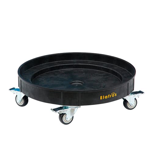 ELAFROS Heavy Duty Plastic Drum Dolly with Brake, 30/55 Gallon, 900lb Black - color: Black, size: 1 Pack With Brake