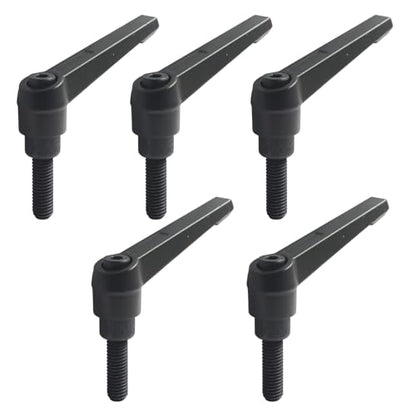 5pcs M8 x 25mm Clamping Lever Handles, 306 Stainless Steel Adjustable Locking Quick Release with Push Button Ratchet Mechanism, Black - size: M8 x 25mm
