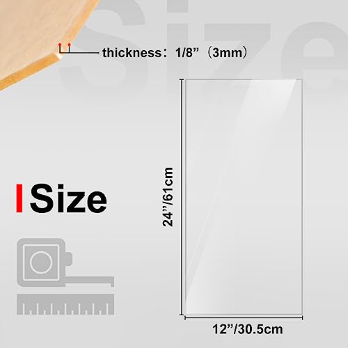 KINLINK 12x24 Plexiglass Sheets 1/8 inch Thick, 3mm Clear Cast Acrylic Sheet, Plastic Board for DIY Project, Craft, Window Glass, Table Top, Picture Frame, Acrylic Sign and Wedding Invitation 4 Pack - color: Clear, size: 12x24