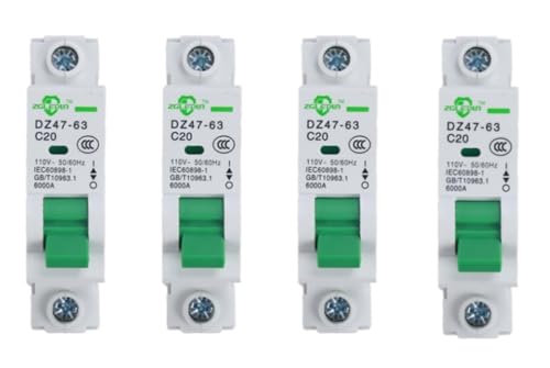 Miniature Circuit Breaker - 4 Pcs 110V/240V MCB Din Rail DZ47-63 Mini Home Circuit Breaker 1 Pole 20A, AC Solar MCB - size: 20A