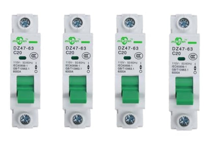 Miniature Circuit Breaker - 4 Pcs 110V/240V MCB Din Rail DZ47-63 Mini Home Circuit Breaker 1 Pole 20A, AC Solar MCB - size: 20A