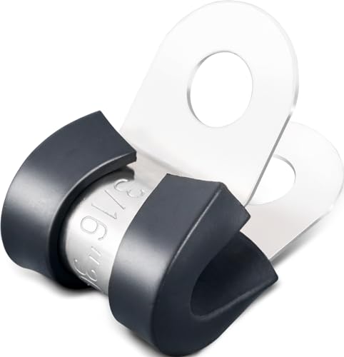 OURU 3/16 Inch Cable Clamps, Rubber Coated Insulated Clamps, 100pcs, 5mm - size: 100 PCS - 3/16 Inch