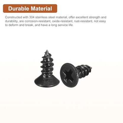 DTGN 100Pcs 4" x1/4" Flat Head Wood Screws, Self Tapping Screws Black - color: Black, size: #4x1/4"