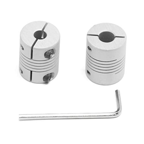 2PCS 6.35mm to 8mm Flexible Shaft Coupling 25mm Length 20mm Diameter for Stepper Motor Coupler Aluminum Alloy for 3D Printer CNC Machine (6.35x8mm) - style: 6.35-8mm