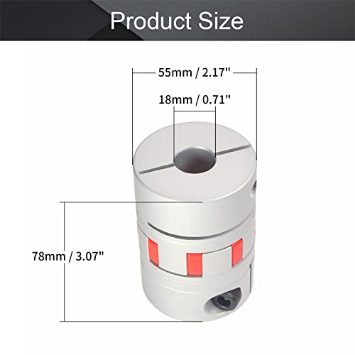 Fielect Shaft Coupling 18mm to 18mm Bore L78x55D Flexible Coupler Joint for Servo Stepped Motor - size: 18mm to 18mm Bore L78x55D