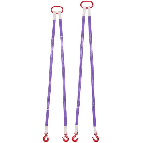 VEVOR Lifting Sling Straps, 2Pcs Two-Leg Polyester Bridle Sling with Hooks, 4400LB Capacity, 5Ft Heavy Duty Rigging Strap, Thickened & Wear-Resistant Webbing Slings for Engines Cranes Hoists Truck - size: 4400LB