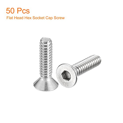 uxcell #10-24x3/4 Flat Countersunk Head Socket Cap Screws, 50Pcs 304 Stainless Steel Hex Socket Flat Head Screws, Full Thread, Countersunk Bolts - size: #10-24x3/4"
