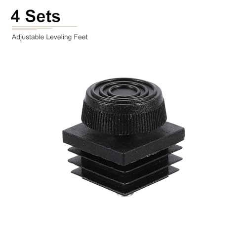 DTGN 30x30mm(LxW) Adjustable Leveling Feet - 4Sets - Good for Furniture - Square Insert Kit Furniture Glide - Black