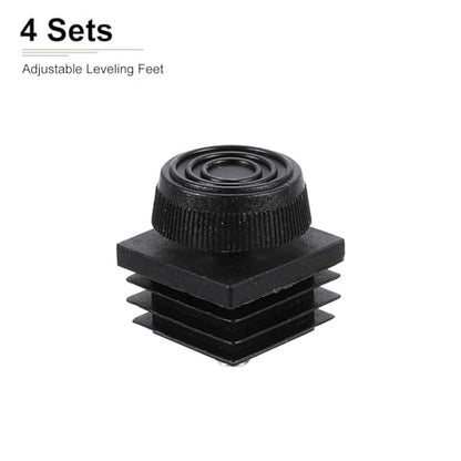 DTGN 30x30mm(LxW) Adjustable Leveling Feet - 4Sets - Good for Furniture - Square Insert Kit Furniture Glide - Black