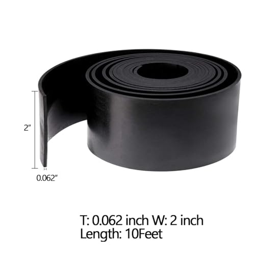 TORRAMI Solid Neoprene Rubber Strips Roll 1/16 (.062) inch Thick X 2 inch Wide X 10 Feet, for DIY Weather Stripping, Gasket, Seal - size: 2" Wide X 10' Long, style: 1/16 (.062)" Thick