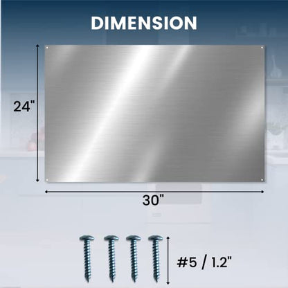 24" x 30" Reversible Metal Backsplash Matching screws | Compatible with Broan-NuTone SP3004 - Ultra Flat and Flushed Metal Panel Splatter Guard for Stovetop Easy Installation - size: 30" x 24" (1 PACK)
