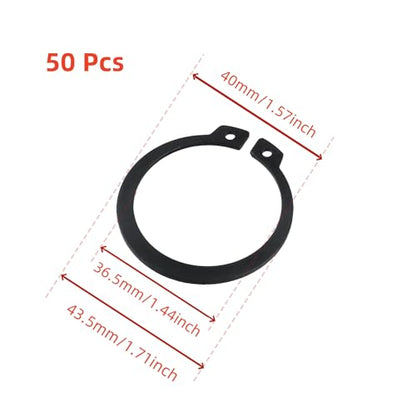 Oedema External Large Retaining Rings, 50 Pcs, 1-5/8 Inch, Black - size: 40mm/1.57inch