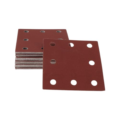 50 Pcs Rectangle Sandpaper 8 Hole 600 Grit Hook and Loop Sanding Sheets Universal for Automotive Refinishing Woodworking 115x110mm Aluminum Oxide Red - size: 600 Grit