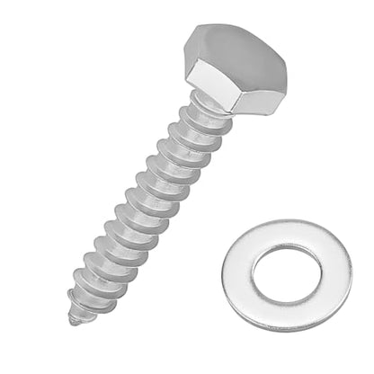 1/4 x 1-1/2" Hex Head Lag Screws Bolts with Flat Washers (20 Sets), 304 Stainless Steel 18/8, Full Thread, Deck Screws, Heavy Duty Hex Head Wood Lag Screws, Fayeploo - size: 1/4 x 1-1/2"