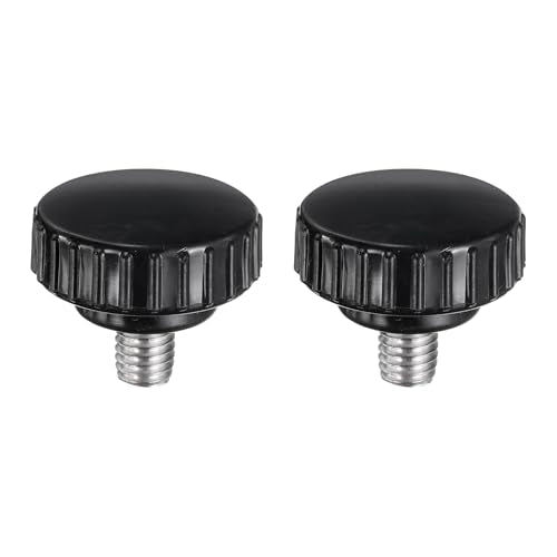 uxcell 2pcs Knurled Clamping Knobs M8 x 10mm Metric 304 Stainless Steel Male Thread Thumb Screw on Type 30mm Plastic Round Head Threaded Hand Bolt Stud Knobs Black - size: M8 x 10mm x 30mm