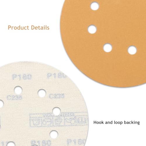 50 PCS 180 Grit 5 Inch 8 Hole Sanding Discs - style: 180 Grit,50-Pack