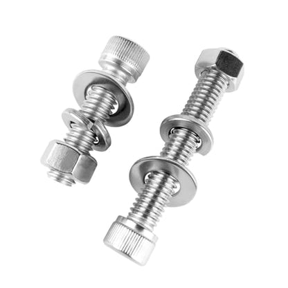 3/8-16 x 2 Socket Head Cap Screws Allen Hex Bolts with Hex Nuts and Flat & Lock Washers, 304 Stainless Steel Machine Thread, 6Sets Silver - color: Silver, size: 3/8-16 x 2" (6Sets)