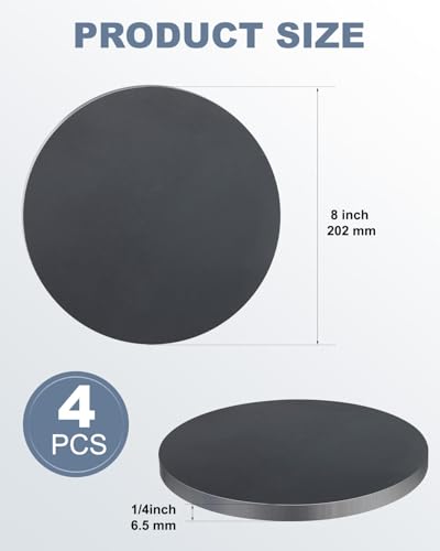 1/4" Thick 8" Round Steel Plate, Hot Rolled A36 Weldable Metal Base Plate - size: 1/4" x 8"