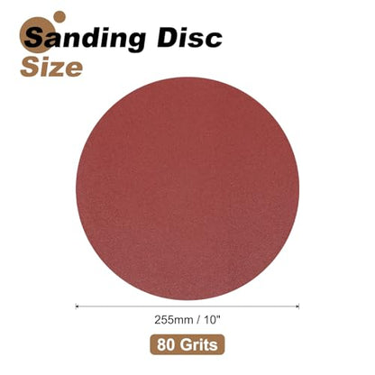 uxcell 12pcs 10-Inch PSA Sanding Discs, 80 Grits Aluminum Oxide Self Adhesive Stick Back Sandpapers, No-Hole Round Wet/Dry Sander Papers, Sand Auto Car Paint, Wood, Metal - size: 80 Grits