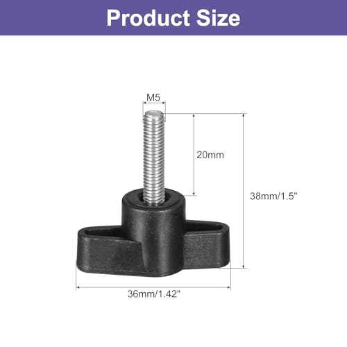 uxcell 5Pcs Clamping Screw Knob, M5 x 20mm Metric 304 Stainless Steel T Shaped Thumb Screws Handle for Quick Remove Hand Tightening Knob Replacement - size: M5 x 20mm