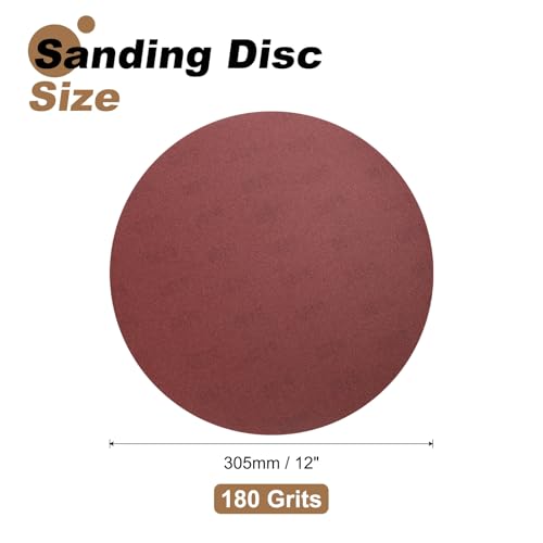 uxcell 8pcs 12-Inch PSA Sanding Discs, 180 Grits Aluminum Oxide Self Adhesive Stick Back Sandpapers, No-Hole Round Wet/Dry Sander Papers, Sand Auto Car Paint, Wood, Metal - size: 180 Grits