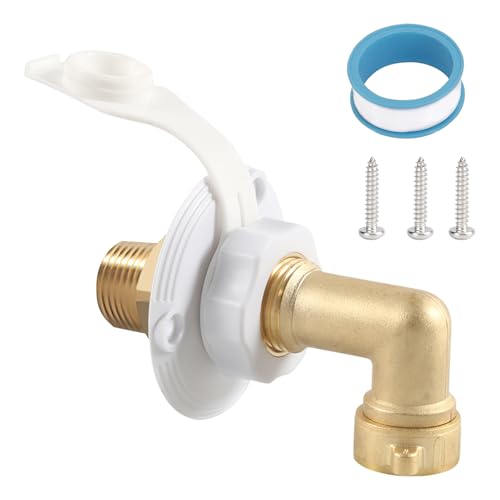 BFXM RV City Water Inlet with Hose Elbow, RV Water Inlet Connection White - color: white