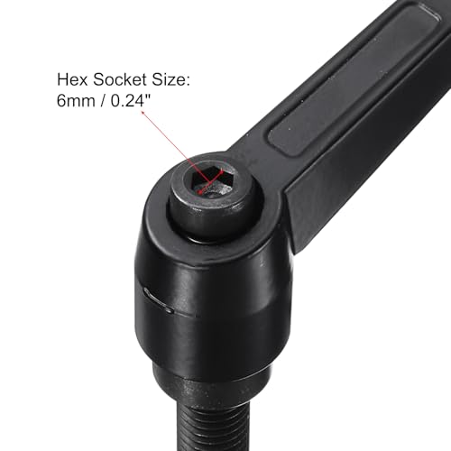 uxcell 5pcs Adjustable Clamping Lever Handle M12 x 60mm Metric Black Oxide Carbon Steel Male Threaded Stud Hand Knobs Ratchet Rotating Screw Handles Bolts with Locking Lever Black - size: M12 x 60mm