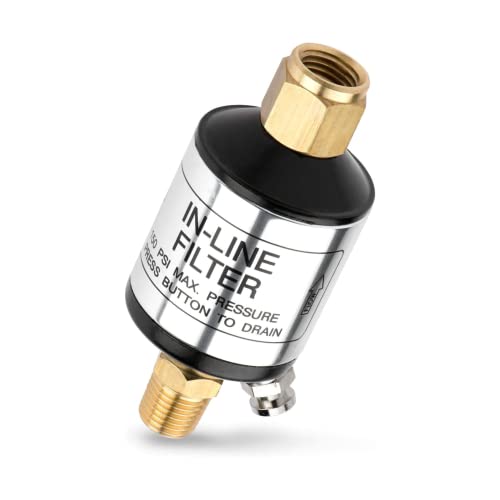 NEIKO 30253A Water and Oil Separator for Air Line | 1/4" NPT Inlet and Outlet | 150 PSI | Air Compressor and Air Tool Accessory | Protect Lifespan of Pneumatic Tools | Optimize Performance, Black - size: 150 PSI
