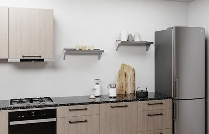 AmGood 8 in. Deep x 24 in. Wide Stainless Steel Wall Mount Shelf with Backsplash - Laundry, Coffee Station & Garage Storage | NSF 18-Gauge 430, Holds 165 lbs | Bullnose Edge, Brackets Included - size: 8 in. x 24 in.