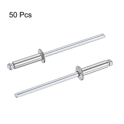 uxcell Blind Rivets 304 Stainless Steel 3.2mm Diameter 12mm Grip Length Silver 50pcs - size: 3.2mm x 12mm
