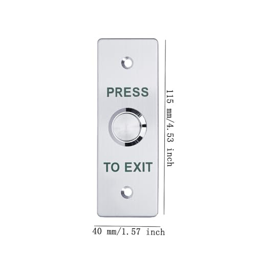 Push to Exit Button，12V DC Push to Exit Switch with LED Light, IP67 Waterproof,NC/NO/COM Outputs, Surface Mount Request-to-Exit Device for Access Control Systems (115X40-A) - color: 115X40-A