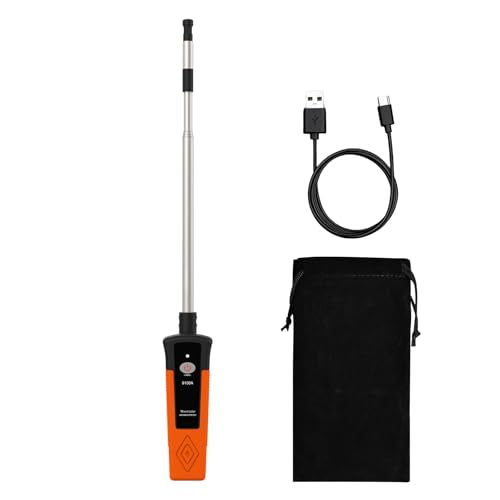 Hotwire Anemometer Handheld for Air Celocity, in-Duct Airflow and Temperature, HVAC Wind Speed Meter with Revolve Telescopic Probe, Bluetooth App, Digital Air Flow Meter CFM Meter GR-9100A