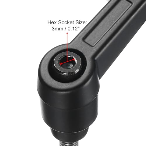 uxcell Adjustable Clamping Lever Handle M5(0.8mm Pitch) x 70mm Metric 304 Stainless Steel Male Threaded Stud Hand Knobs Push Button Ratchet Screw Handles Bolts with Locking Lever Black - size: M5 x 70mm