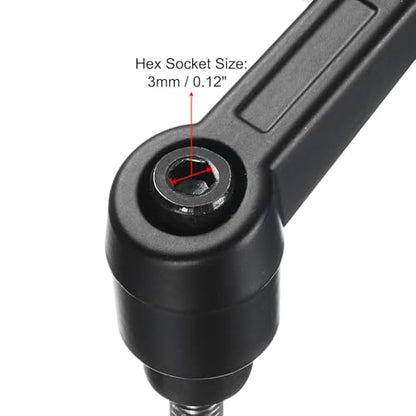uxcell Adjustable Clamping Lever Handle M5(0.8mm Pitch) x 70mm Metric 304 Stainless Steel Male Threaded Stud Hand Knobs Push Button Ratchet Screw Handles Bolts with Locking Lever Black - size: M5 x 70mm