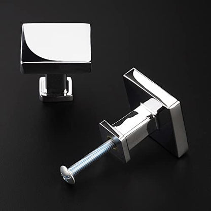 KOOFIZO 30 Pack Polished Chrome Cabinet Knobs, Square Single Hole Pulls K08 - color: Polished Chrome, size: Knob 1 - 30Pcs, style: Modern